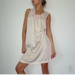 Elegant Cream Lace Trim Nightgown